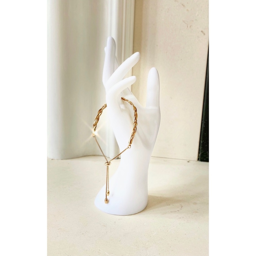 Gold Braid Bracelet with Adjustable Slide Closure